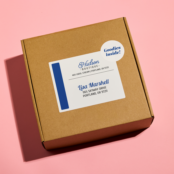 small business labels on a shipping box