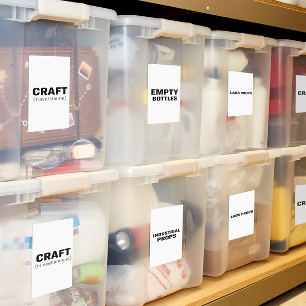 small business labels on storage bins