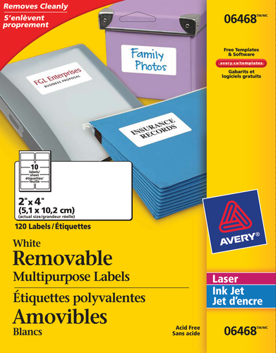 Avery® Étiquettes Polyvalentes Amovibles