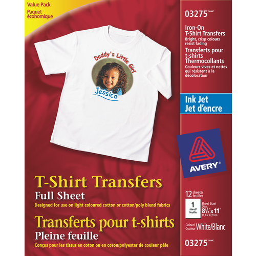 Avery® 03275 - T-Shirt Transfers , 8-1/2" x 11", White