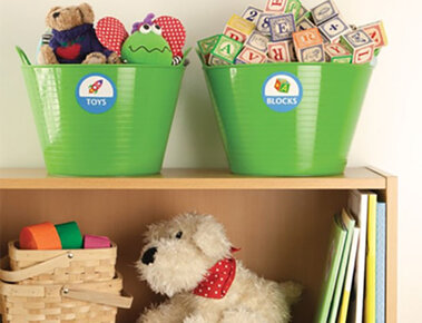 Toy room organization labels