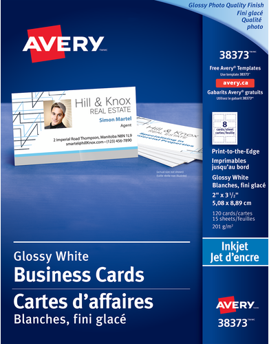 Avery® Carte d'affaires à papier qualité glacé photo 