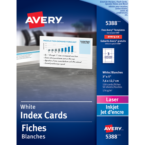 Avery® Index Cards For Laser And Inkjet Printers 3 X 5 05388 3575