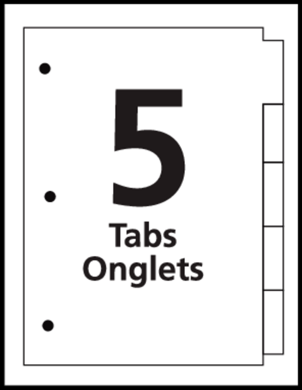 Avery® Print-On® Dividers 5-Tab - 11517 - Template