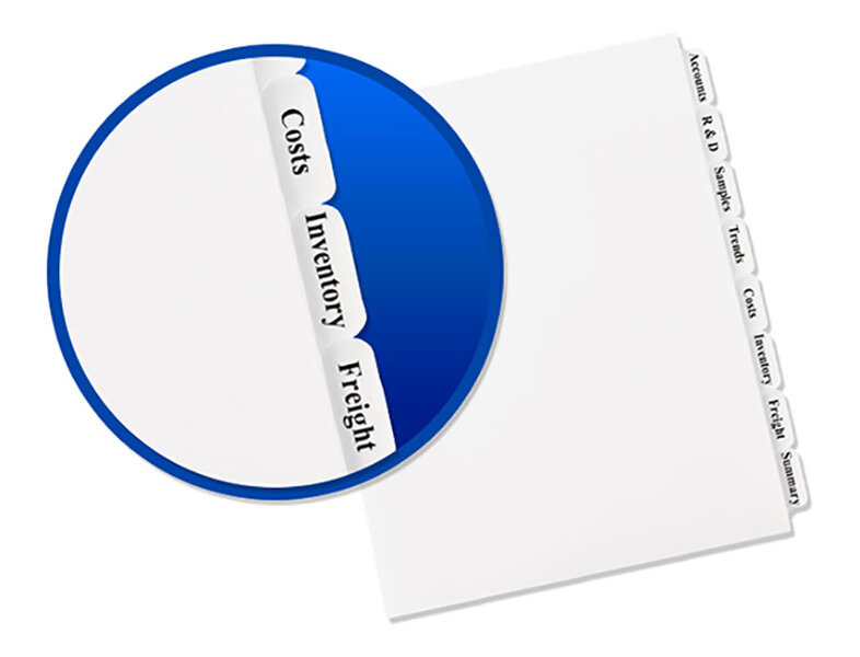 White tab dividers