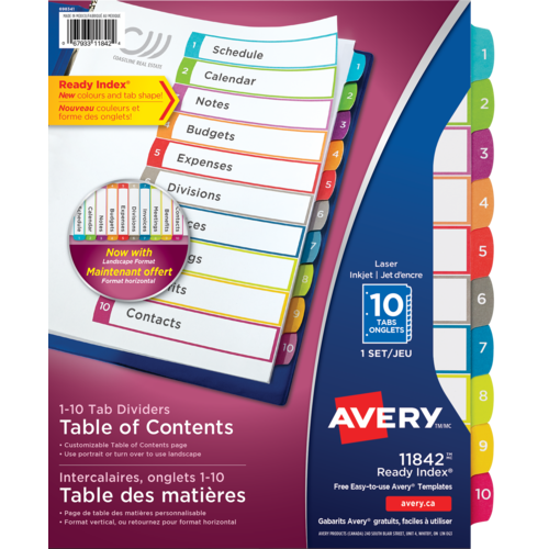 Avery® 11842 - Ready Index® Customizable Table of Contents Dividers, 8 ...