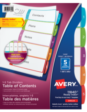 Ready Index&reg; Customizable Table of Contents Dividers