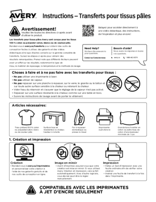 Avery Fabric Light Transfer