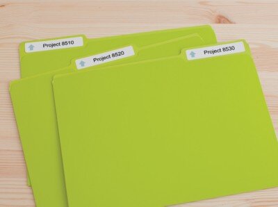 Neon green File folder with labels