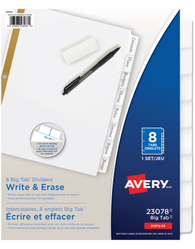  Big Tab&trade; Write & Erase  Dividers