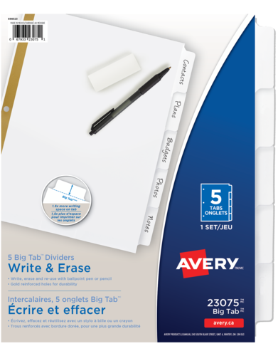 Avery&reg;Big Tab&trade; Write &amp Erase Dividers