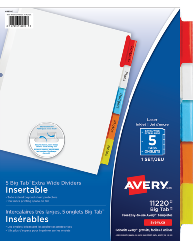 Big Tab&trade; Insertable Extra Wide Dividers