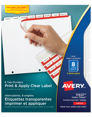  Print & Apply Clear Label Dividers with Index Maker&reg;