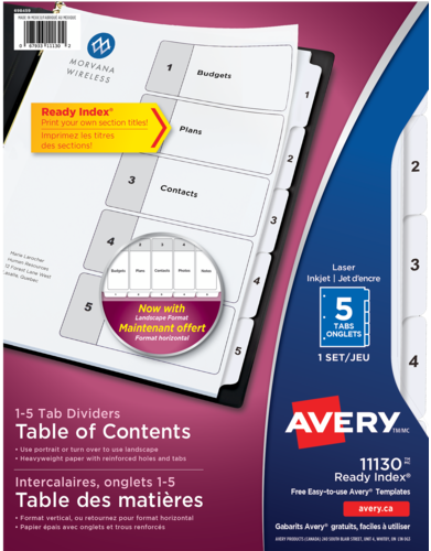 Avery® Ready Index® Table of Contents Dividers 