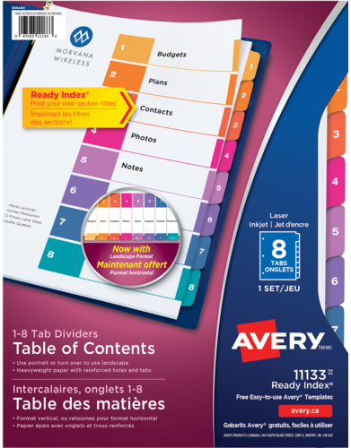 Ready Index&reg; Table of Contents Dividers