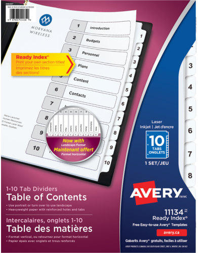 Ready Index&reg; Table of Contents Dividers
