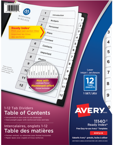 Ready Index&reg; Table of Contents Dividers