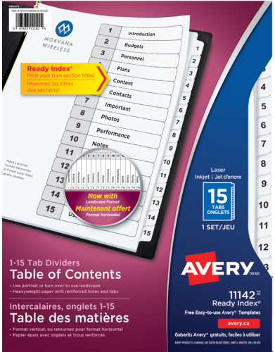 Ready Index&reg; Table of Contents Dividers