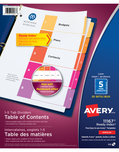 Avery® Ready Index®Table of Content Dividers 