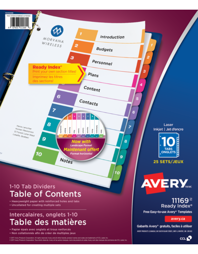 Ready Index&reg; Table of Content Dividers