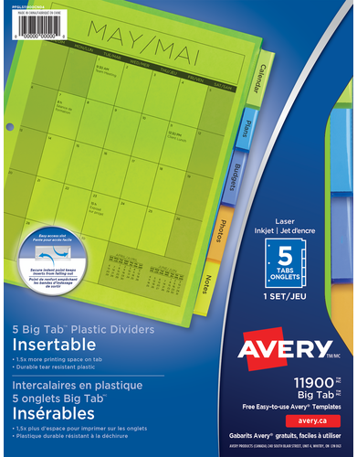 Avery® Big Tab™ Insertable Plastic Dividers 