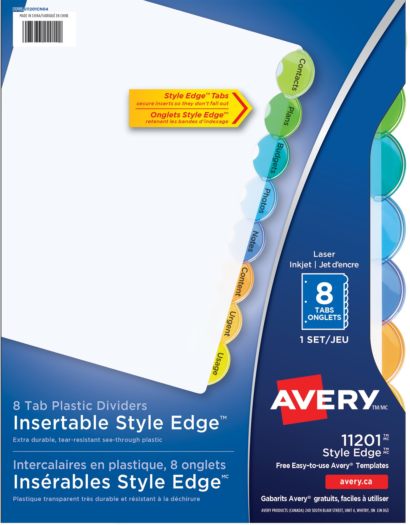 Lot De 8 Intercalaires AVERY Style Edge - Plastique à Onglets Ovales, Motifs Floraux, 5,4 X 115,9 X 34,4 Cm - 9