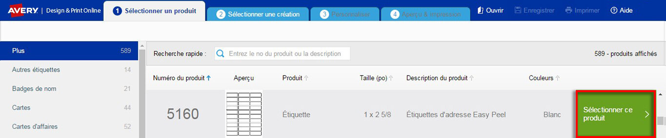 Choisir un produit