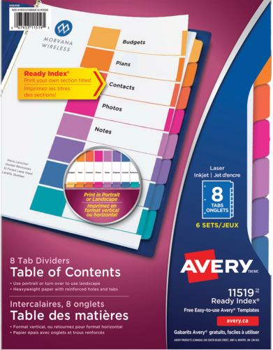 Avery® Ready Index® Table of Content Dividers 