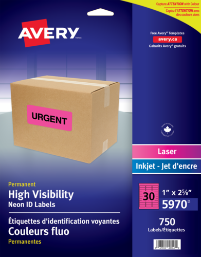 Avery®Étiquettes d'identification voyantes couleurs fluo 