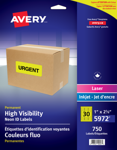 Avery® Étiquettes d'identification voyantes couleurs fluo