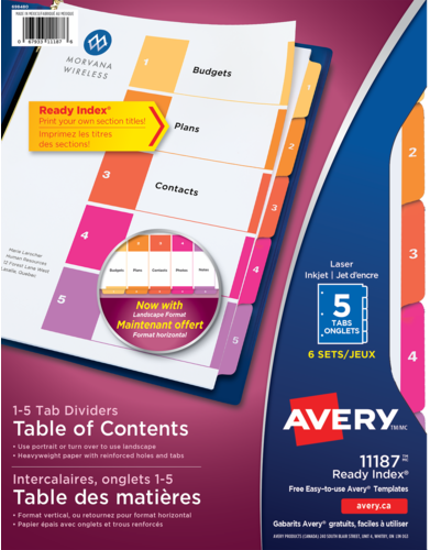 Avery® Ready Index® Table of Content Dividers