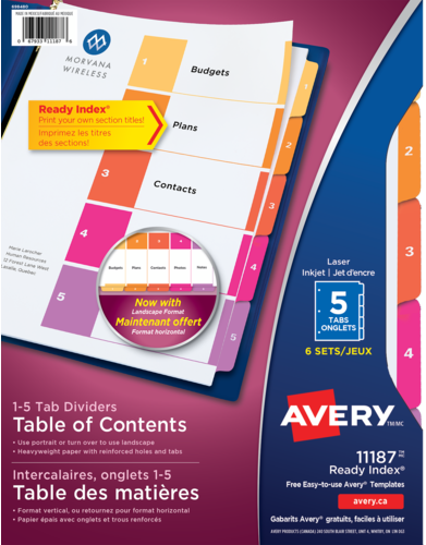 Ready Index&reg; Table of Contents Dividers