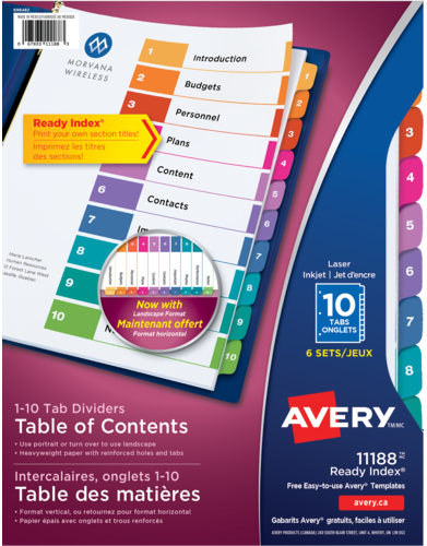 Ready Index&reg; Table of Content Dividers