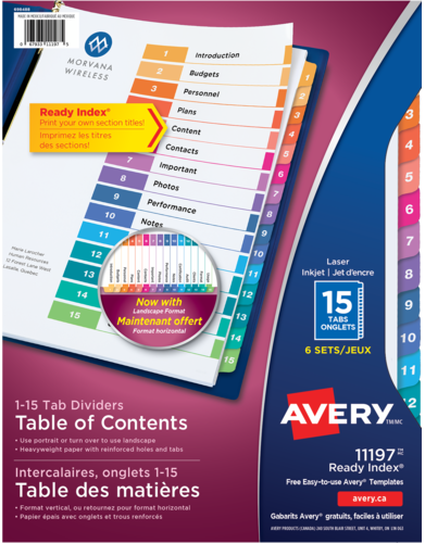 Avery® Ready Index® Table of Content Dividers 