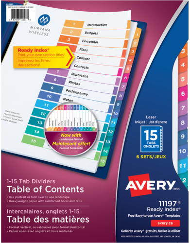 Ready Index&reg; Table of Contents Dividers
