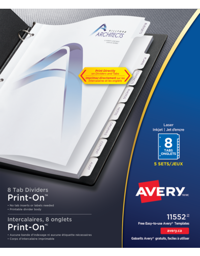 Avery® Intercalaires imprimables Print-On®  