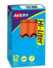 Surligneur HI-LITER en modèle bureau Pointe biseautée, orange fluorescent, boîte de 12