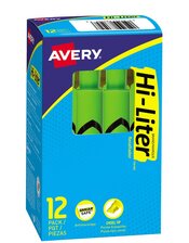 Surligneur HI-LITER en modèle bureau Pointe biseautée, vert fluorescent, boîte de 12