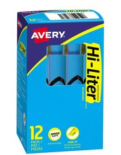 Surligneur HI-LITER en modèle bureau Pointe biseautée, bleu fluorescent, boîte de 12
