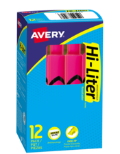 Surligneur HI-LITER en modèle bureau Pointe biseautée, rose fluorescent, boîte de 12