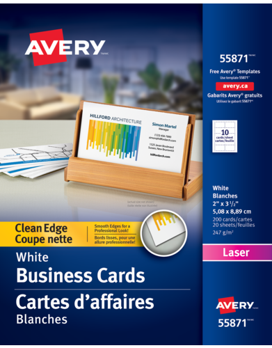 Avery® Cartes d'affaires à coupe nette 