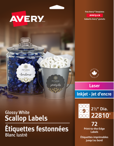 Avery® Étiquettes festonnées blanches lustrées 