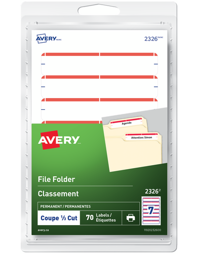 Red File Folder Labels