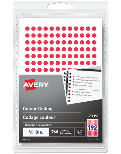 Avery® Étiquettes à codage couleur amovibles