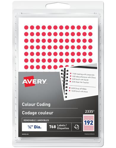 Avery&reg; Étiquettes à codage couleur amovibles