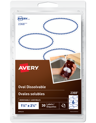 Avery&reg; Étiquette solubles ovales