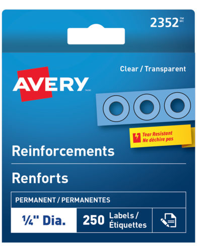Avery&reg; Renforts de trous Autocollants transparents
