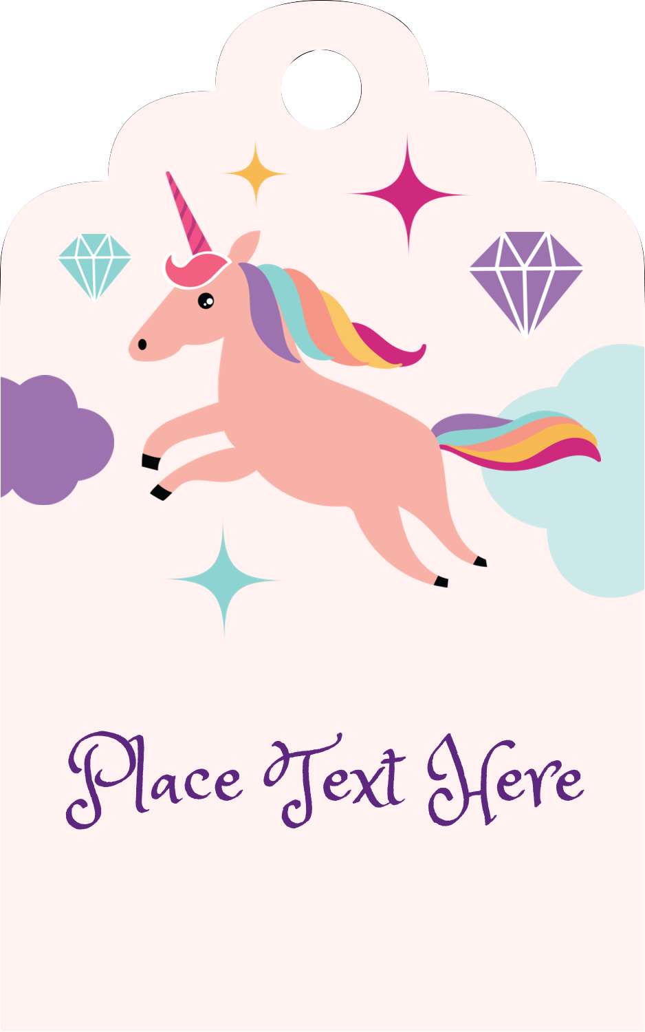 unicorn party predesigned label and card template for your next