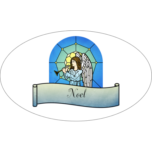 Holiday Stained Glass Angel predesigned Label and Card template for ...