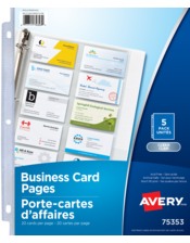 Pages porte-cartes d'affaires pour reliures
